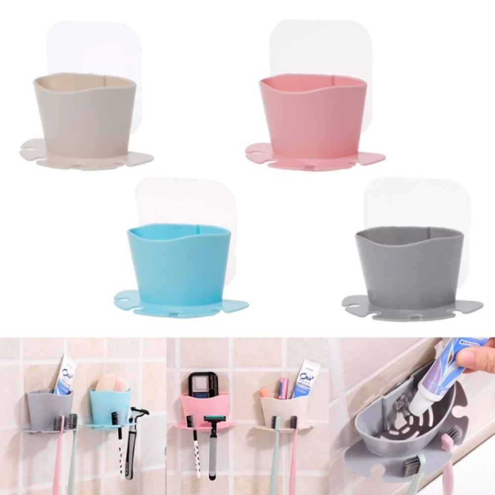 

Wall Mount Toothbrush Holder Toothpaste Storage Rack Shaver Tooth Brush Dispenser Bathroom Suction Cup Toothbrush Organizer