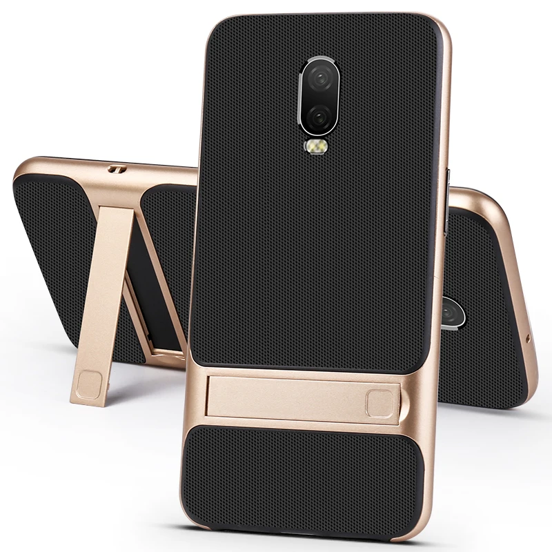 

Original Mobile Phone Back Cover for Oneplus 6T Case Cover 3D Stand Holder Silicon Hybrid TPU Fashion Bag Funda One Plus 6T 6.41