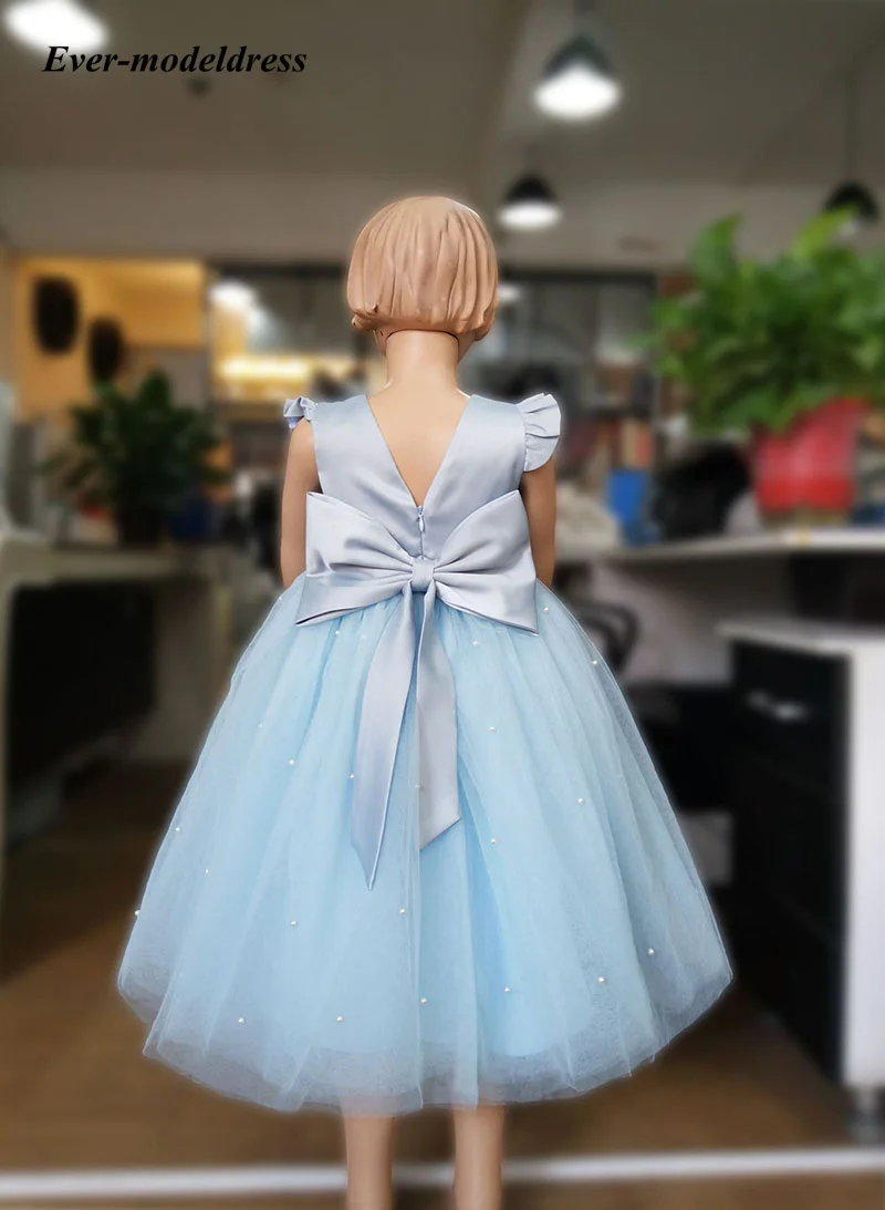 

2021 Peach Pink Flower Girls Dresses For Birthday Party Evening Wedding Bead Backless Dress Tulle Princess Ball Gowns Vestidos