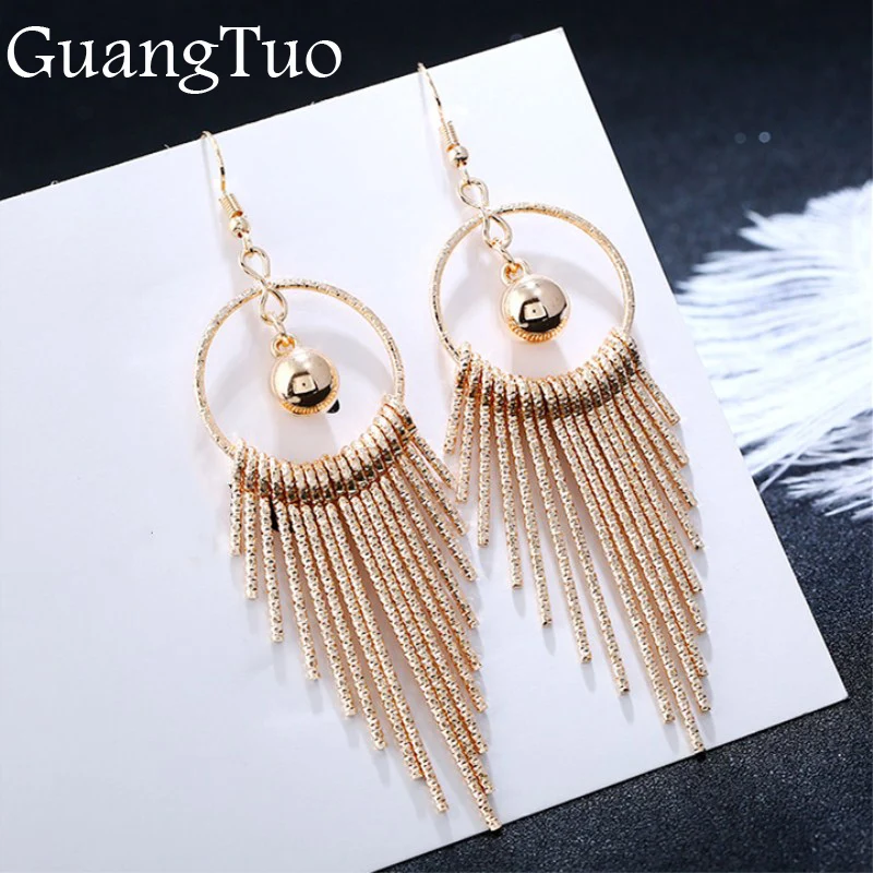 

European American Exaggerate Big Round Swing Earrings For Women Geometric Shiny Tassel Long Drop Brincos Fashion Jewelry