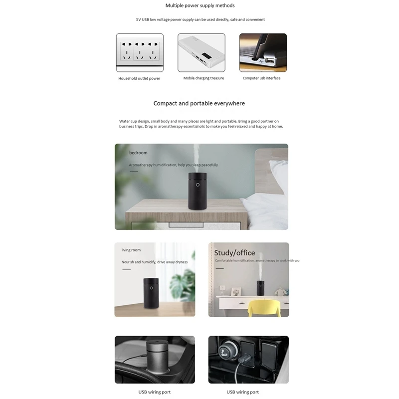 

Air Humidifier Home Bedroom Mute USB Humidifier Portable Office Desk Smart Humidifier 70ML