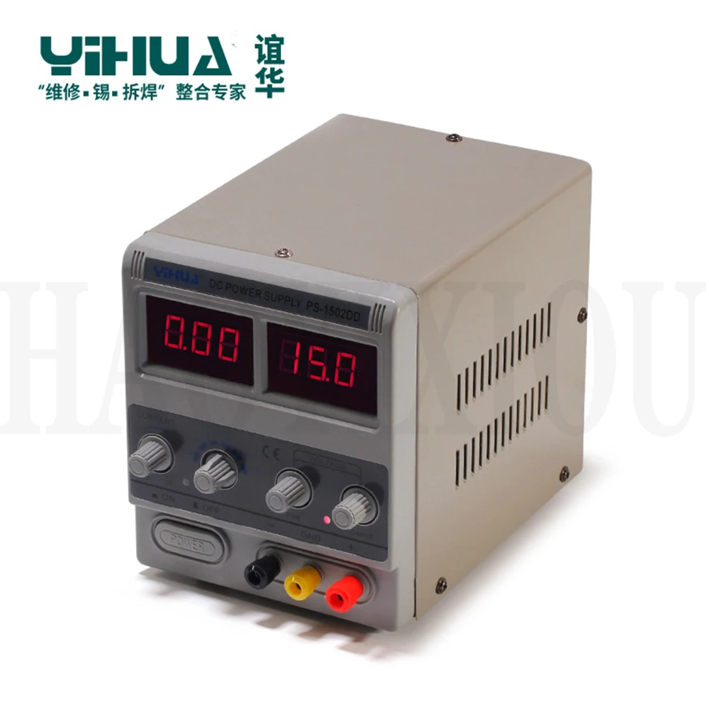 YIHUA 1502DD Регулируемый DC Питание 15V 2A Питание 3 знака после запятой высокое качество Мощность поставки 110 В 220 ЕС и США Разъем