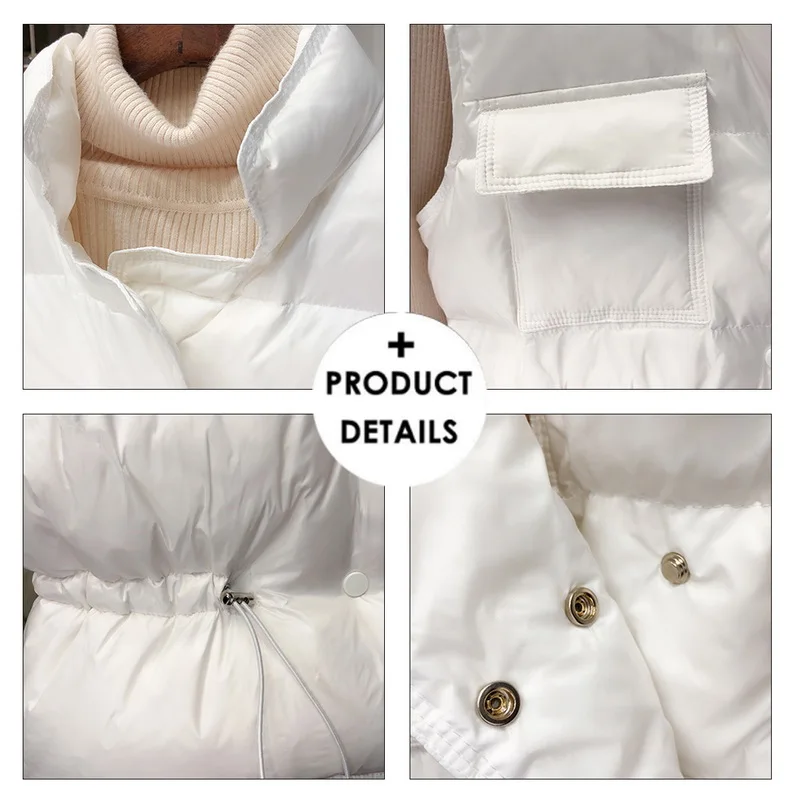 

2020 New Light Down Vest Women Short Vest Windproof Lightweight Warm Waistcoat Female White Duck Down Down Coat Sleeveless