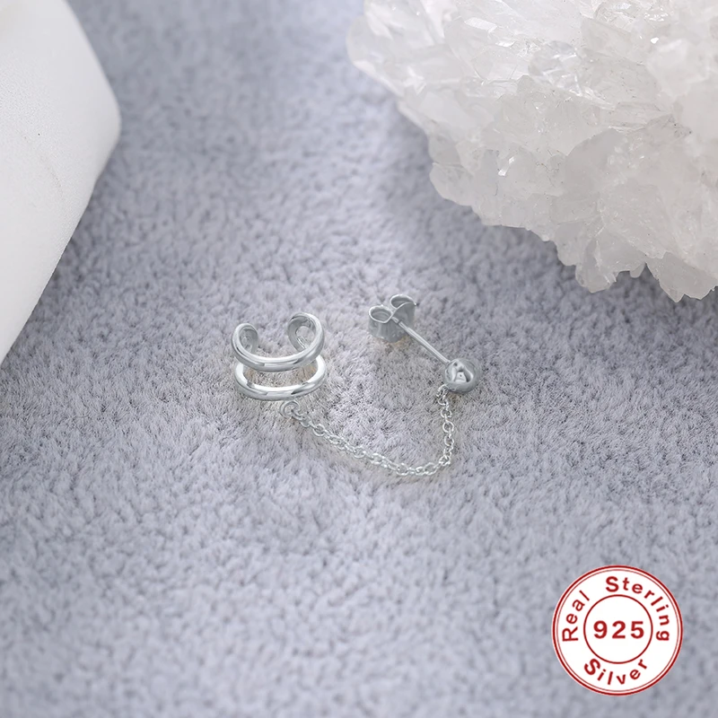 Женские серьги-гвоздики с цепочкой CANNER из стерлингового серебра 925 пробы 1 шт.