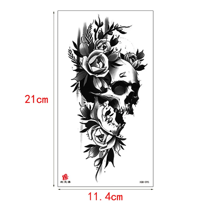 Водостойкая тату наклейка с черепом львом волком лисой лосем драконом Временная