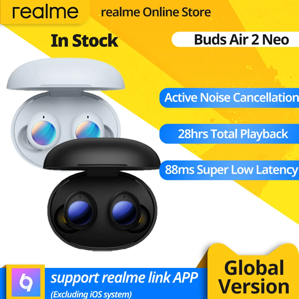 Realme бутоны Air 2 Neo наушники интеллигентая (ый) IPX5 сенсорный Управление активный Шум