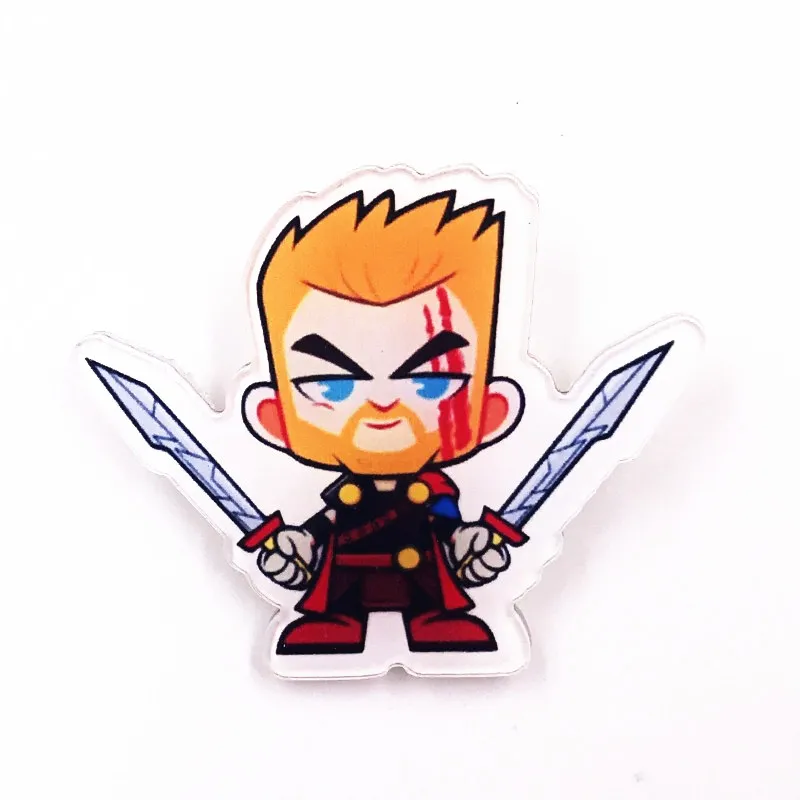 Белый 1 шт. Горячая супер герой Железный человек акриловая брошь Marvel Мстители герой значок булавка украшение на одежду Холщовая Сумка Шляпа Кепка - Цвет: Белый