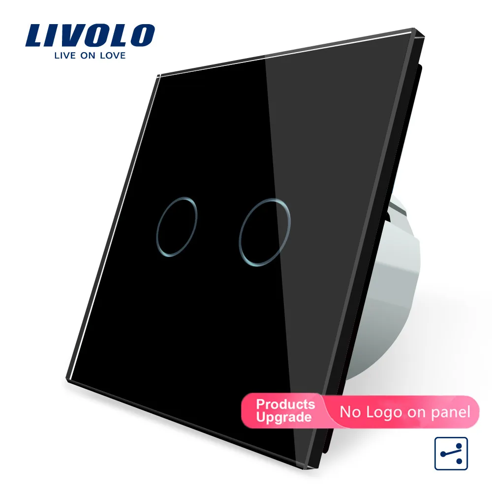 Настенный выключатель Livolo стандарта ЕС VL C702S 12 2 клавиши канала черная прозрачная