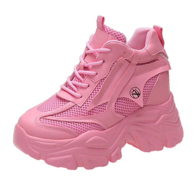 

Женские кроссовки на массивной платформе 10 см, из дышащего сетчатого материала, повседневная спортивная обувь на танкетке, осень 2022