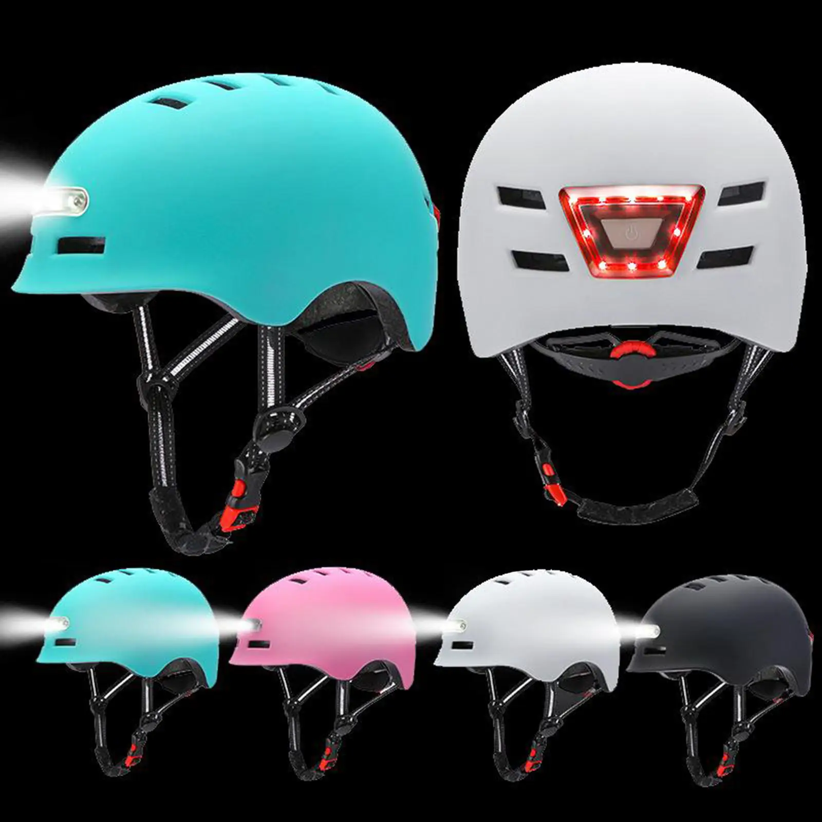 

Ultralight Adult Cycling Helmet with LED Safety Light Headlight Commuting Bicycle Skateboard Skating Helmet Head Protector