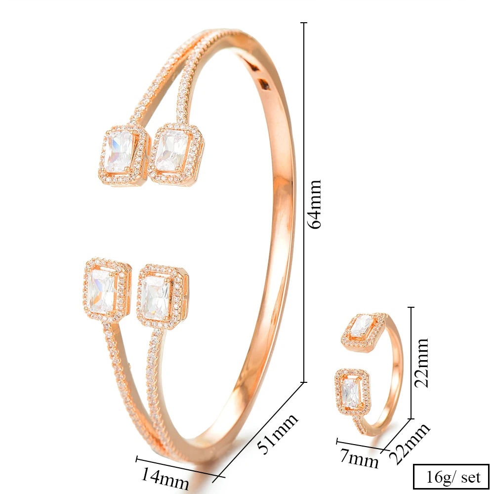 

missvikki 2019 Elegant Romantic Delicate Bangle Ring Set For Women Full Micro Cubic Zircon Pave Party Bridal Wedding Accessories