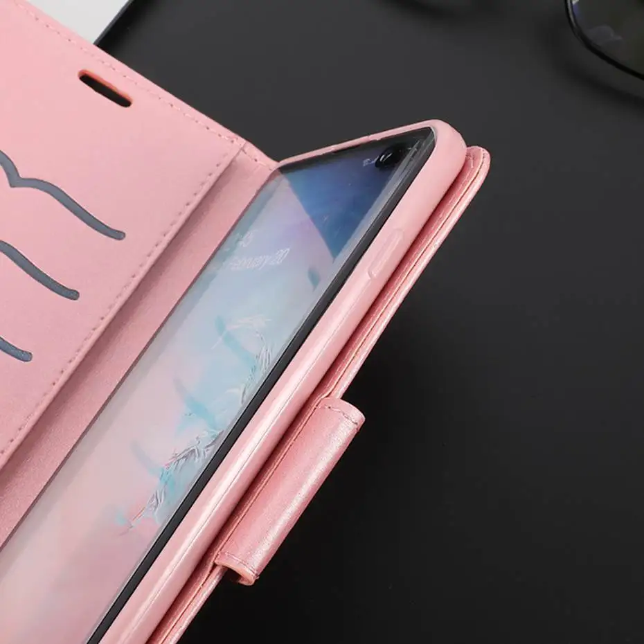 Кожаный чехол с откидной крышкой для samsung Galaxy S10 E S9 J4 J6 A7 A6 плюс A10 A20 E A30 A40 A50 A70 милый кошелек с котами чехол для телефона