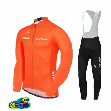 Long sleeve Suit 7 STRAVA осень с длинным рукавом Велоспорт Джерси костюм ropa ciclismo велосипедный костюм горный велосипед Джерси форма 20D - Цвет: Long sleeve Suit 7