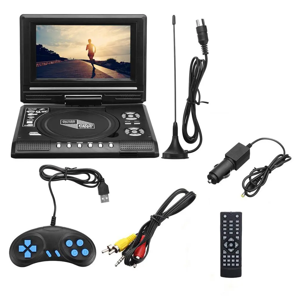 

2022 NEW NEW 7.8 Inch Portable HD TV Home Car DVD Player VCD CD MP3 DVD Player USB SD Cards RCA TV Portatil Cable Game 16:9