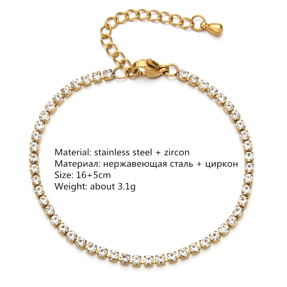Женские теннисные браслеты из нержавеющей стали с фианитом|Браслеты шармами| |