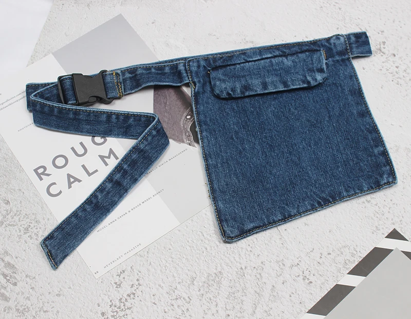 

[EAM] Dark Blue Deim Irregular Split Joint Long Belt Personality Women New Fashion Tide All-match Spring Autumn 2021 1Z431