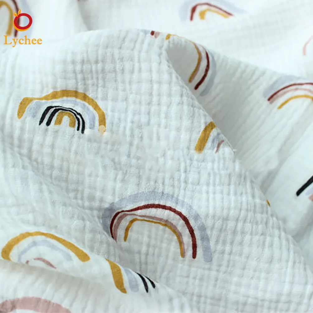 

50*135cm Fabric Drape Cotton Linen Double Gauze Crepe Baby Clothes Fabric Ladies Skirt Sleepwear Fabrics