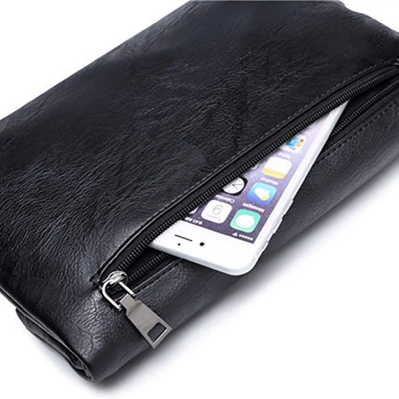 

Male Wallet Luxury Wallets PU Leather Zipper Coin Purse Vintage Large Wallet For Men Clutch Business Carteira