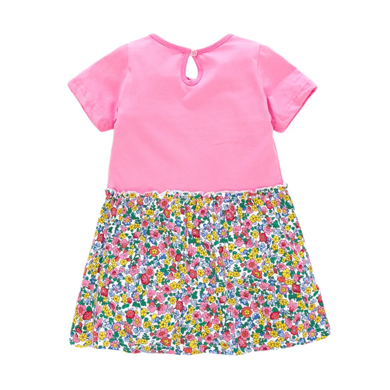 2021 Easter Girl's Dress Cartoon Bunny Flower Print Short Sleeve Round Neck for Birthday Party Vacation | Детская одежда и