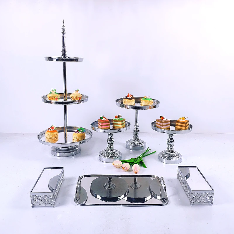 7 шт. серебряные и золотые зеркальные подставки для торта | Дом сад