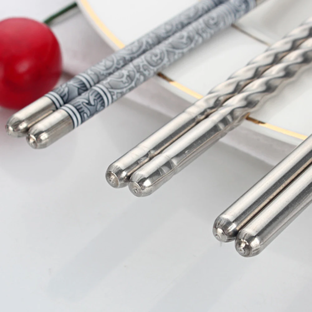 3 пары Нескользящие палочки для еды из нержавеющей стали | Дом и сад