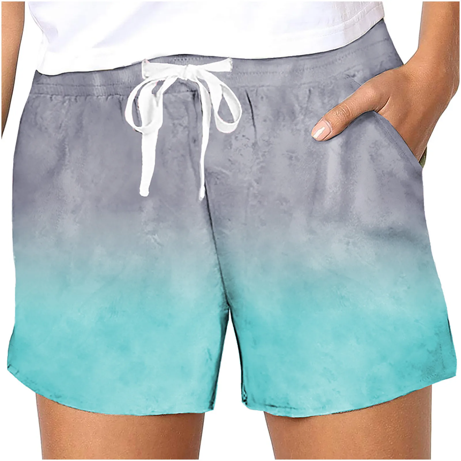 

New Oversize Women's Shorts Fashion Tie-dye Printing Harajuku Wide-leg Pants Elastic Waist Pants Multi-color Optional 2021