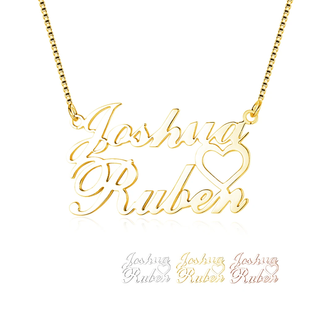На заказ для влюбленных 2 имени ожерелье подвеска с сердцем аксессуары