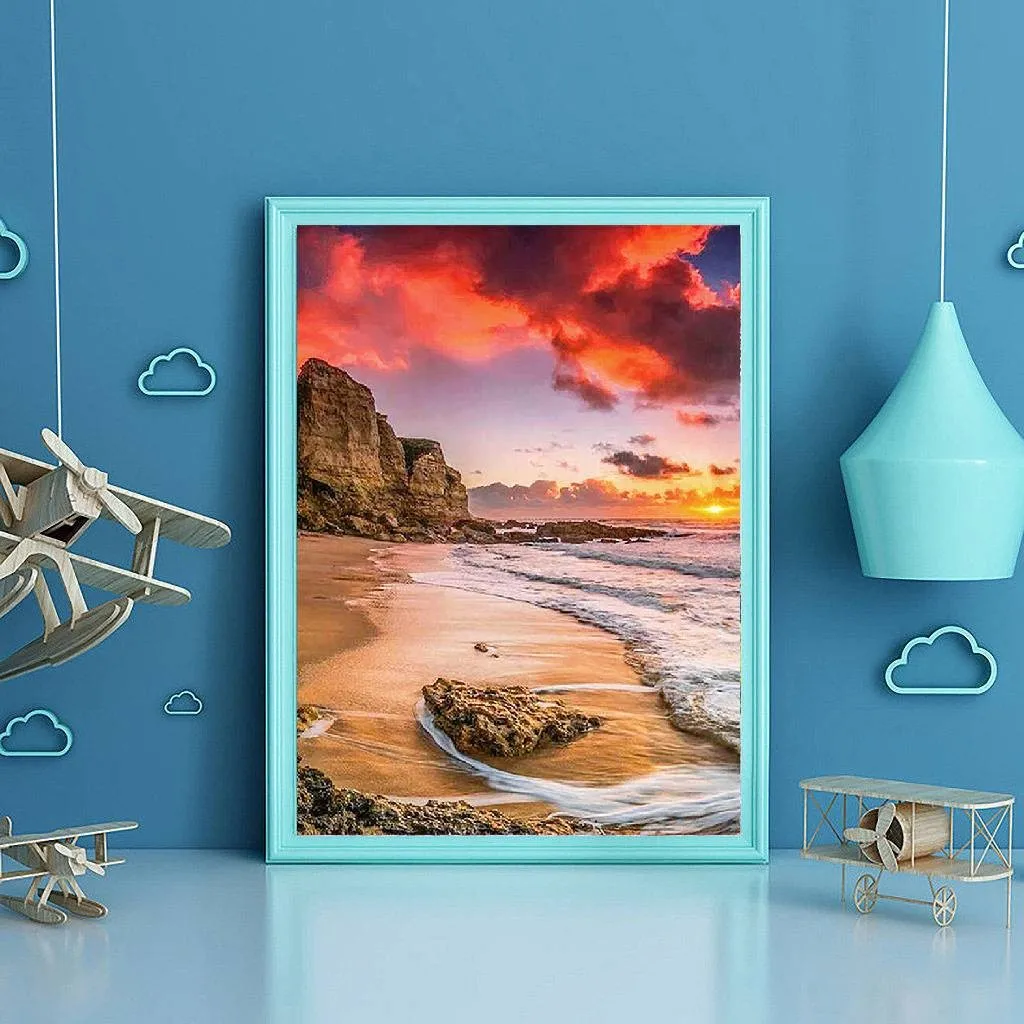 5D алмазная живопись сделай сам закат пляж вышивка крестиком пейзаж морская