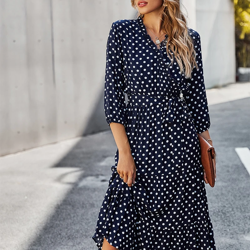 Летнее модное Повседневное платье ATUENDO для женщин винтажные однотонные длинные