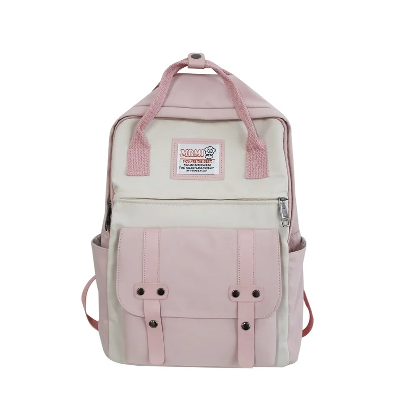 

College style color matching literary label student schoolbag wild sweet beauty student travel backpack