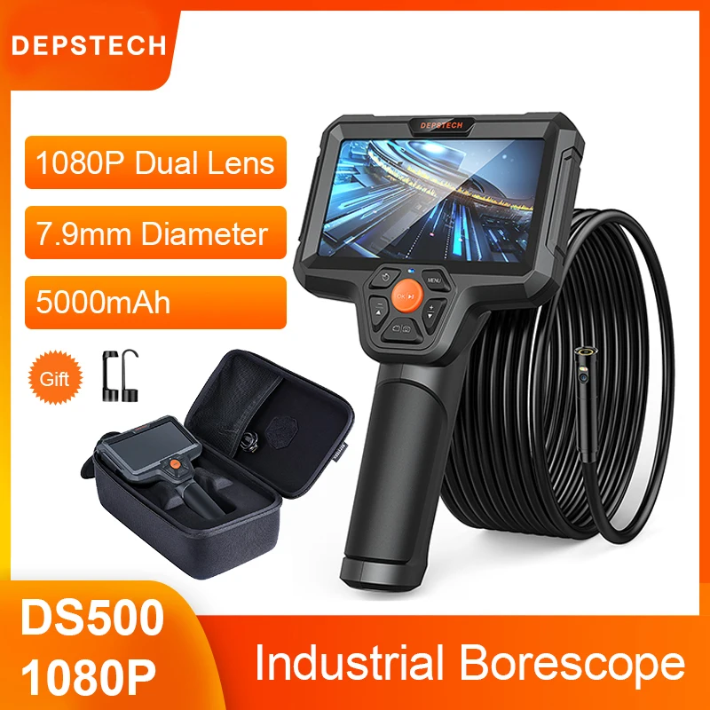 

DEPSTECH Screen Endoscope Dual Lens Camera IPS Full Color 1080P HD Industrial Inspection Borescope Waterproof IP67 Snake Camera