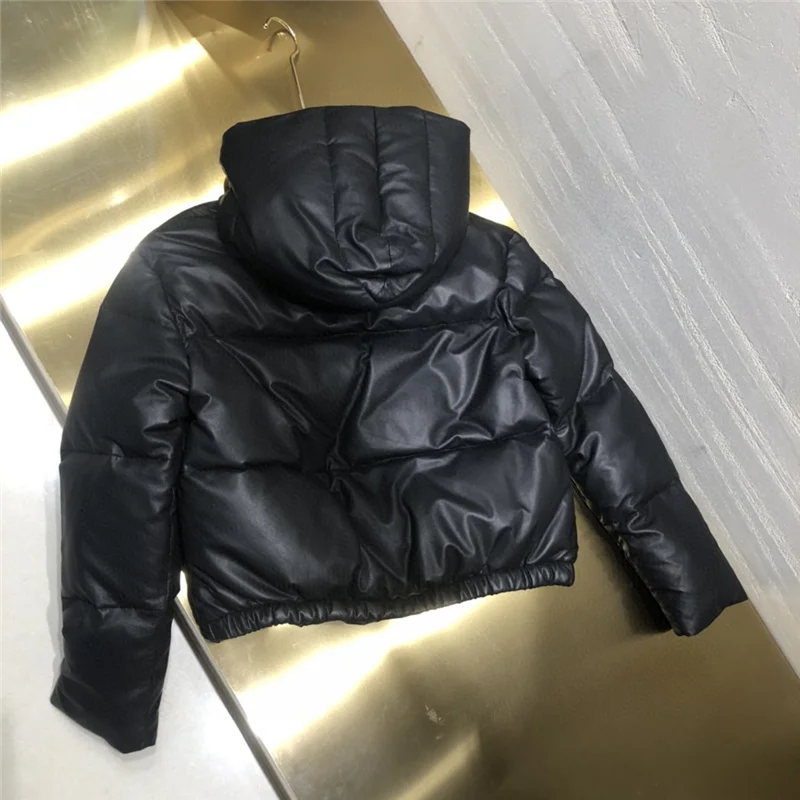 Fashion Brand 100% White Duck Down Jacket Ladies Genuine Sheep Leather Down Coat Hooded enlarge