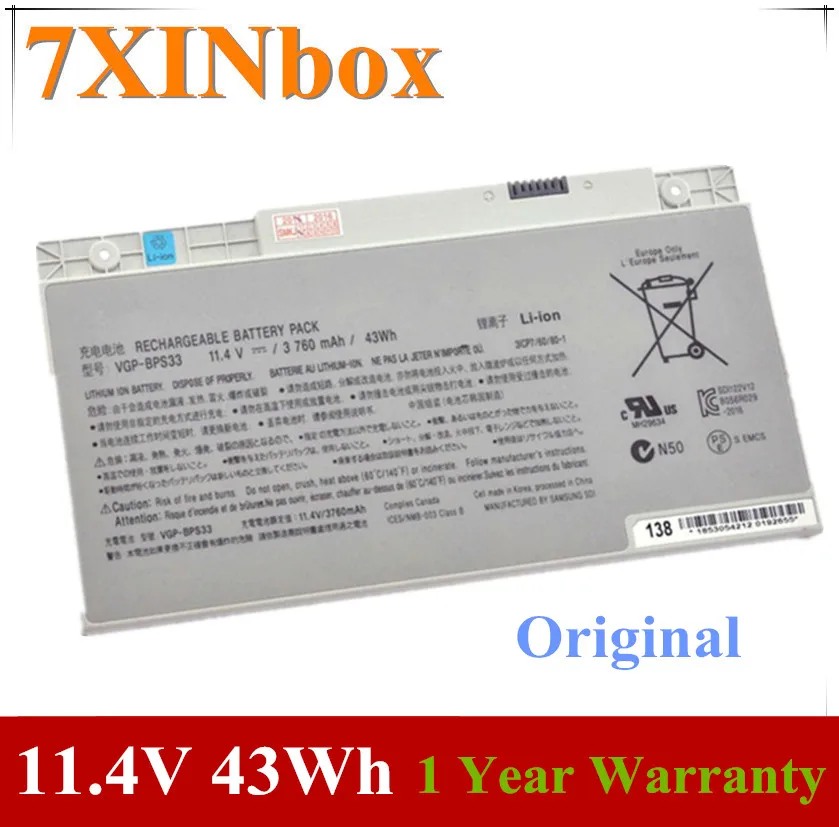 Оригинальный аккумулятор для ноутбука 7 дюймов XINbox 11 4 в 43 Вт-ч фотоаккумулятор Sony