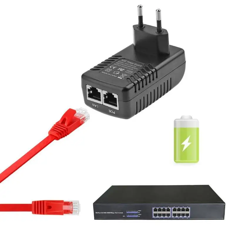 24 В 0.5A 12 Вт Настенный разъем POE инжектор Ethernet адаптер ip телефон камера