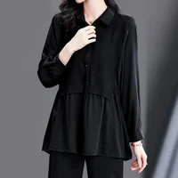 2021 fall plus size womens korean fashion slim stitching shirt top women fashion clothes woman 2020 button vintage solid