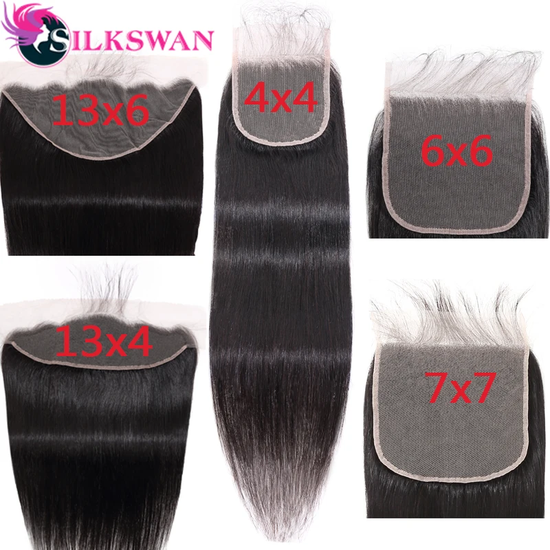 

Silkswan 4x4 Lace Closure Straight Light Brown Swiss 18 20 22 Inch Brazilian Remy Hair 13x4 Lace Frontal With Baby Hair