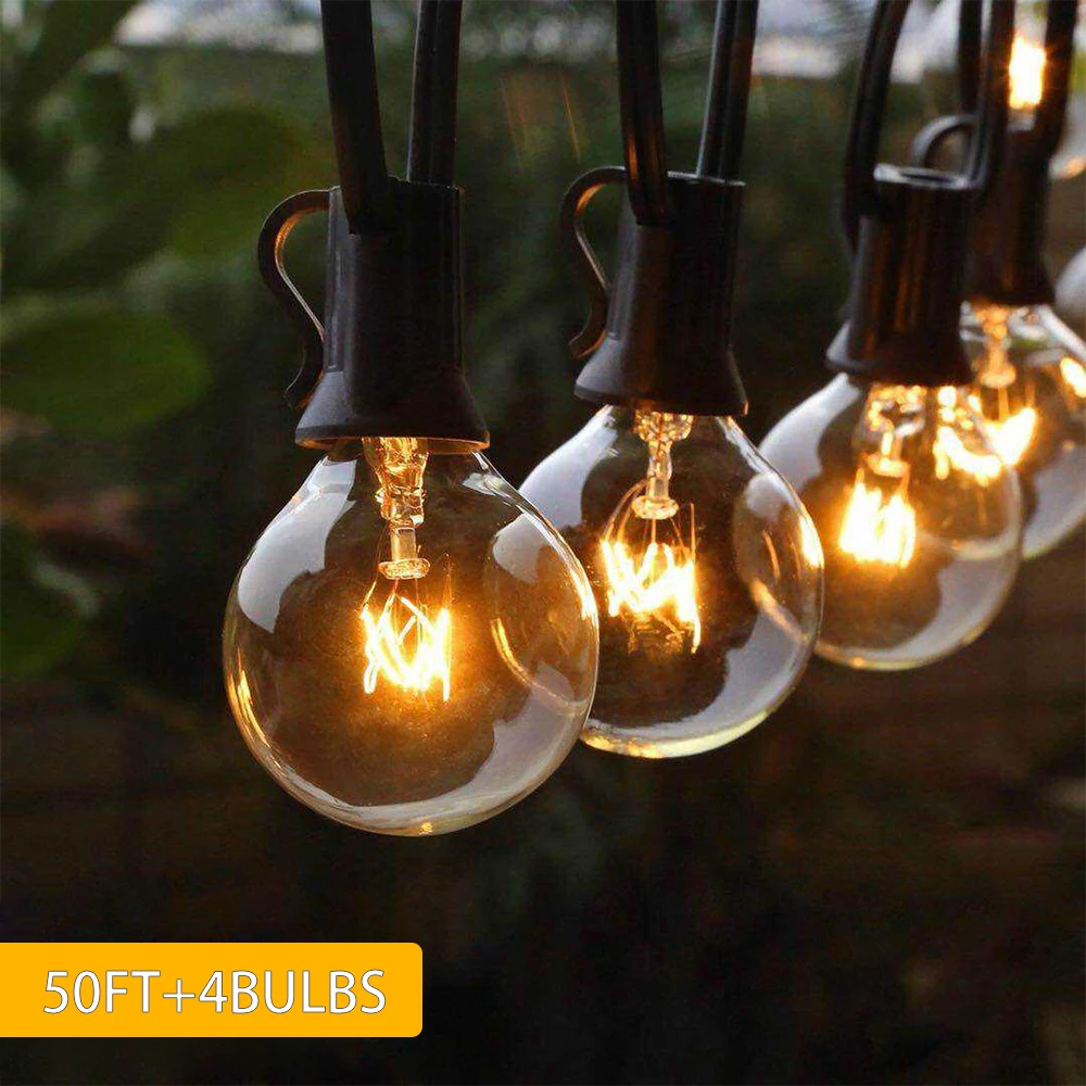Гирлянда с 50 прозрачными шариками винтажная лампочка круглыми лампочками футов
