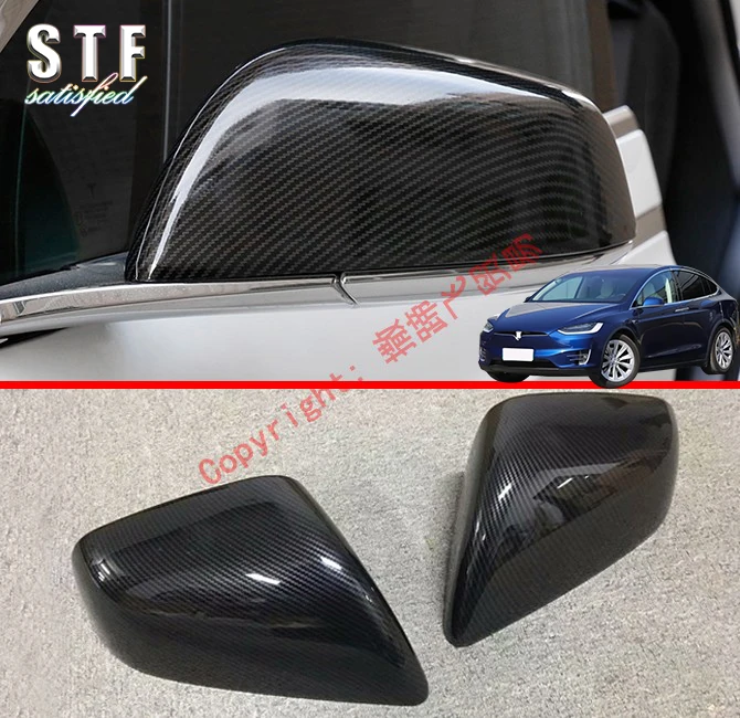 

Carbon Fiber Style Car Accessories Side Mirror Cover Trim Rear View Cap Overlay Molding Garnish For Tesla Model X 2018 2019