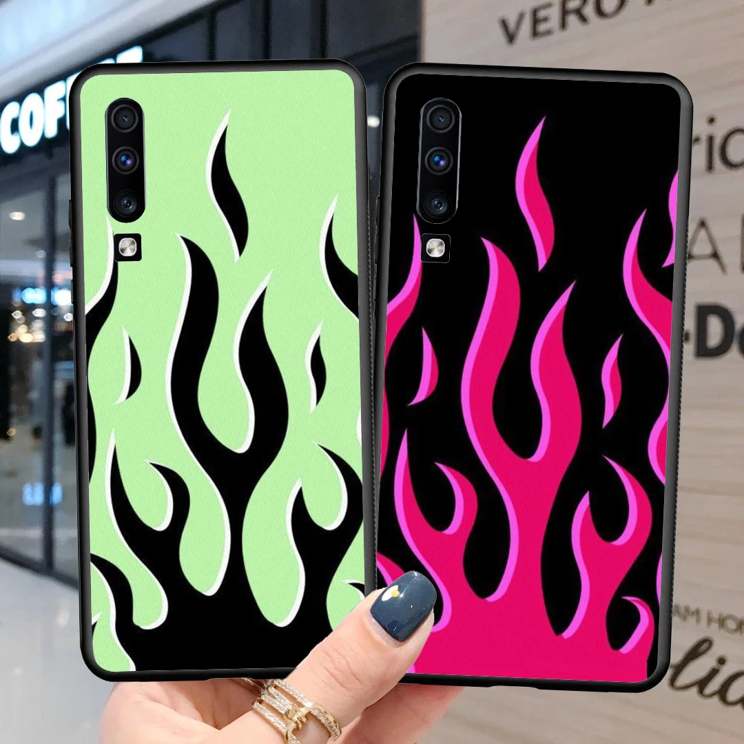 Зеленый красный цвет пламени черный мягкий силиконовый чехол для мобильного