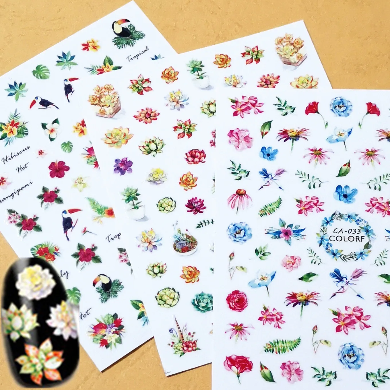 

Nail sticker newest CA 33 34 50 design 3D art decal stamping back gule DIY nail decoration wraps