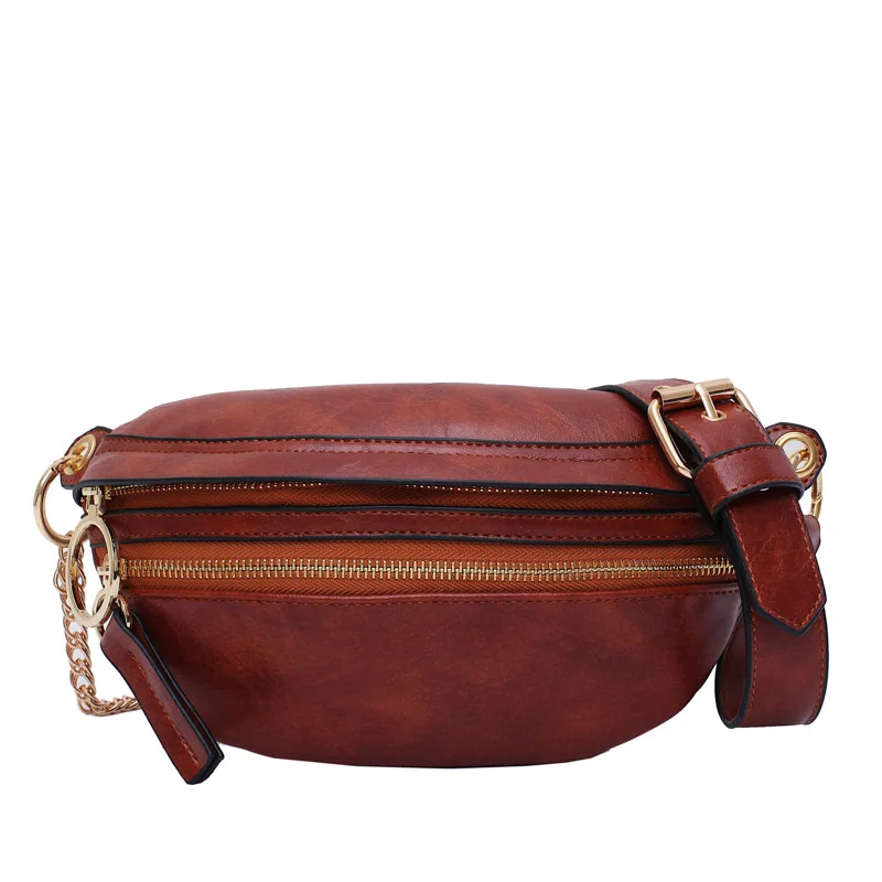 Brown Waist pack Поясная Сумка женская мода Фанни-пачки водонепроницаемый нагрудный пакет сумка упакованная хип-пак поясная сумка PU женская сумка через плечо - Color: Brown Waist pack