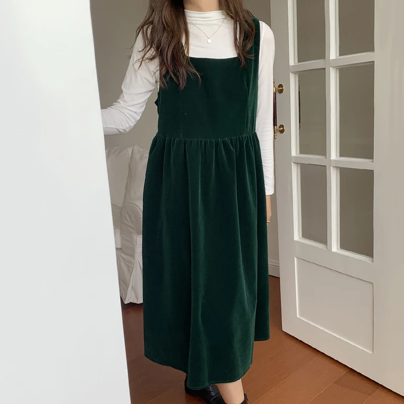 

Pinkou Women Stylish Velvet Dress Two Piece Set Basic T Shirt Backless Velour Bow Tie Retro Midi Dresses Mujer TZ158