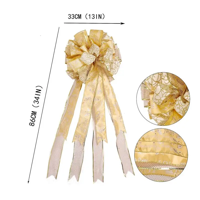 Макушка для новогодней елки большой двухголовый Рождественский бант