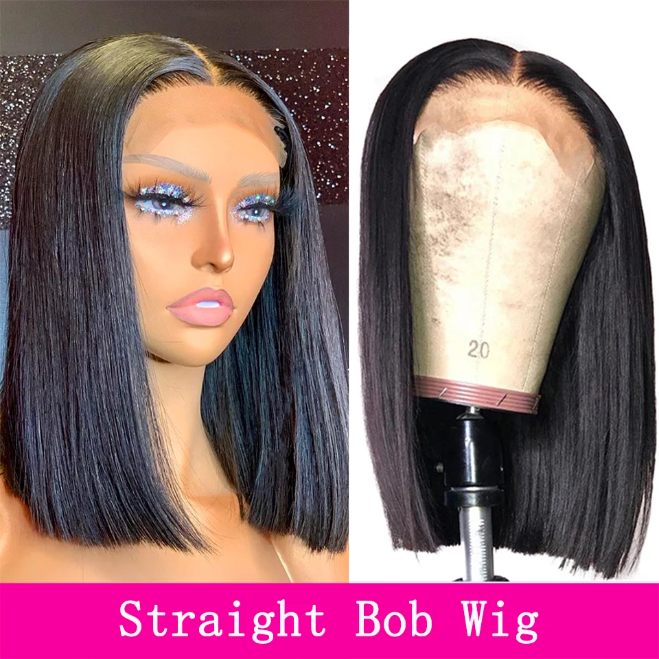 Straight Bob 13x4 Lace Front Human Hair Wigs For Black Women Brazilian Remy Glueless 4x4 5x5 Lace Closure Transparent Frontal