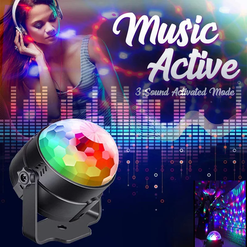 RGB диско-шар со звуковой активацией праздничный светильник для дискотеки