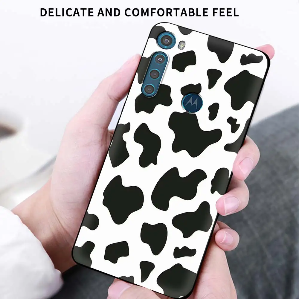 

Case for Motorola Moto G9 Play One Fusion Plus G8 Power Lite Soft Cover Hype G Stylus E6s E7 Phone Funda Cow Pattern Shell Coque