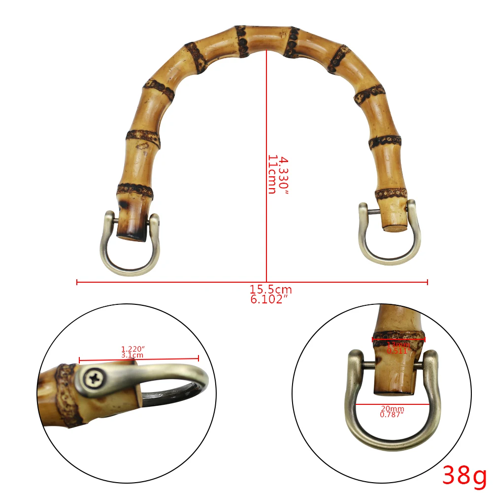 HAOFA 15.5cm 5pcs Bamboo Woman bag Handles replacement frame DIY bag making bag purse parts& accessories