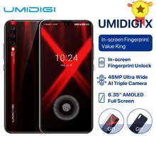 UMIDIGI X глобальная версия Встроенный экран отпечатков пальцев 6,3" AMOLED 48MP Тройная камера заднего вида 128GB NFC Helio P60 4150mAh Мобильный телефон celula
