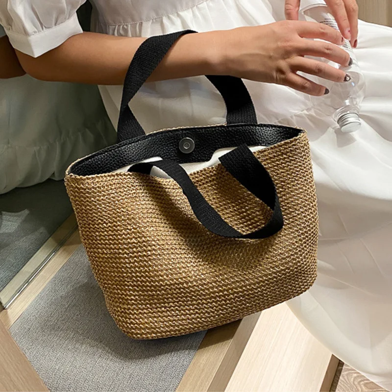 

Соломенные сумки-мешки для женщин 2021 летние сумки женские сумки для путешествий и плечевые сумки, женские сумки с высокой сплошной цвет про...