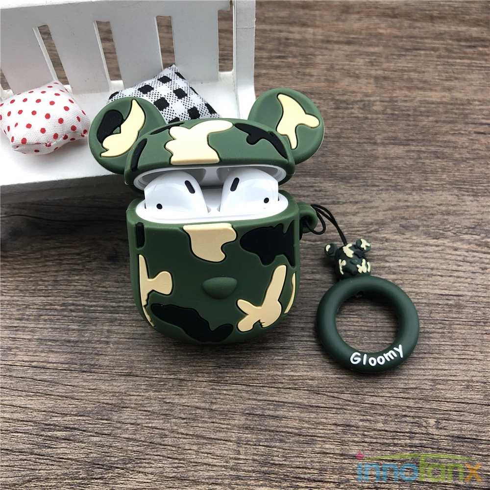 Классный камуфляжный чехол с медведем для Apple Airpods 2 милый мультяшный защитный